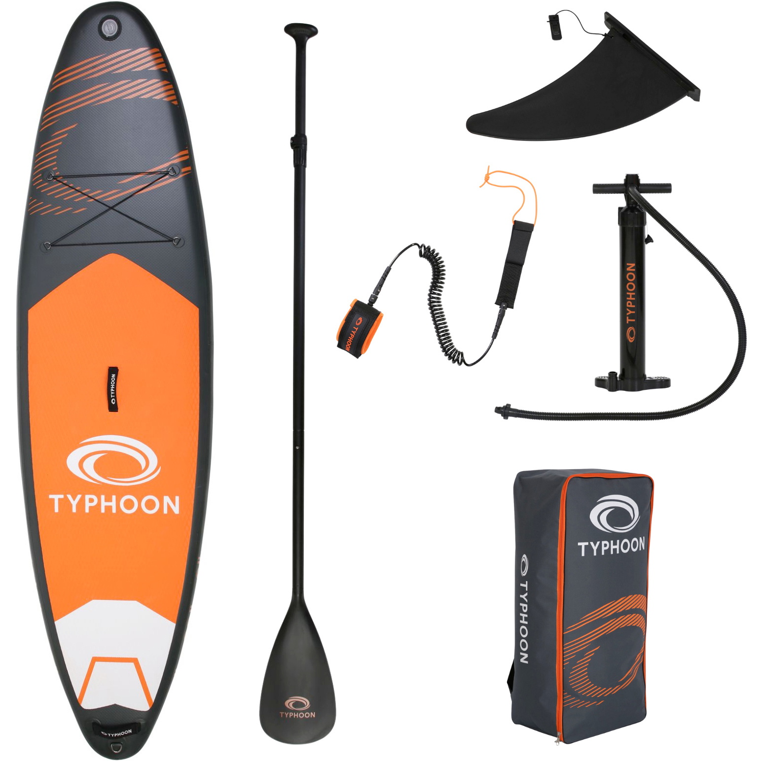 Typhoon 2026 Pacote Stand Up Paddle Board Inflável 10'2 482118 - Black / Laranja
